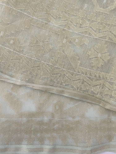 Masterpiece Authentic Dhakai Jamdani Muslin Saree from Bangladesh | Handwoven | Light Sage Green | Ships from California